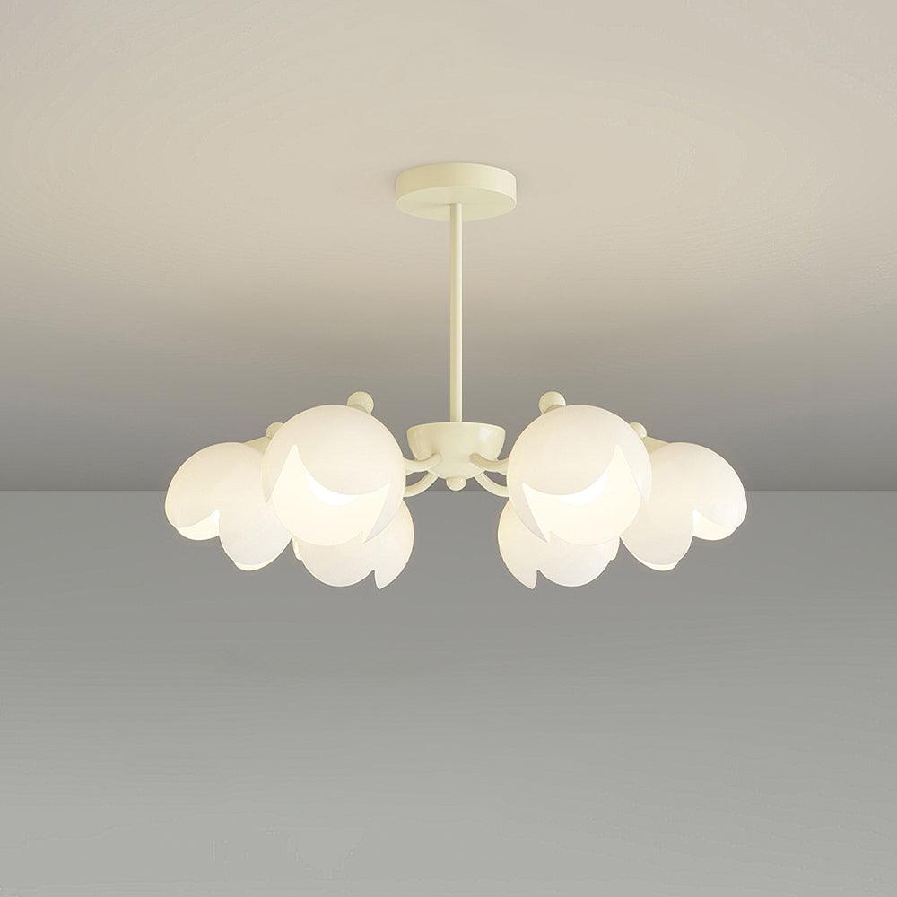 Murano Cream Chandelier 6 Heads: ∅ 27.6″ x H 7.9″ / Dia 70cm x H 20cm / White Chandelier