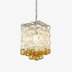 Murano Poliarte Interlocking Chandelier ∅ 12.6″ x H 16.1″ / Clear & Amber & Chrome Chandelier
