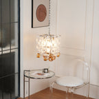 Murano Poliarte Interlocking Chandelier ∅ 12.6″ x H 16.1″ / Clear & Amber & Chrome Chandelier