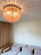 Rhombus Pink Glass Ceiling Lamp