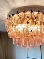 Rhombus Pink Glass Ceiling Lamp