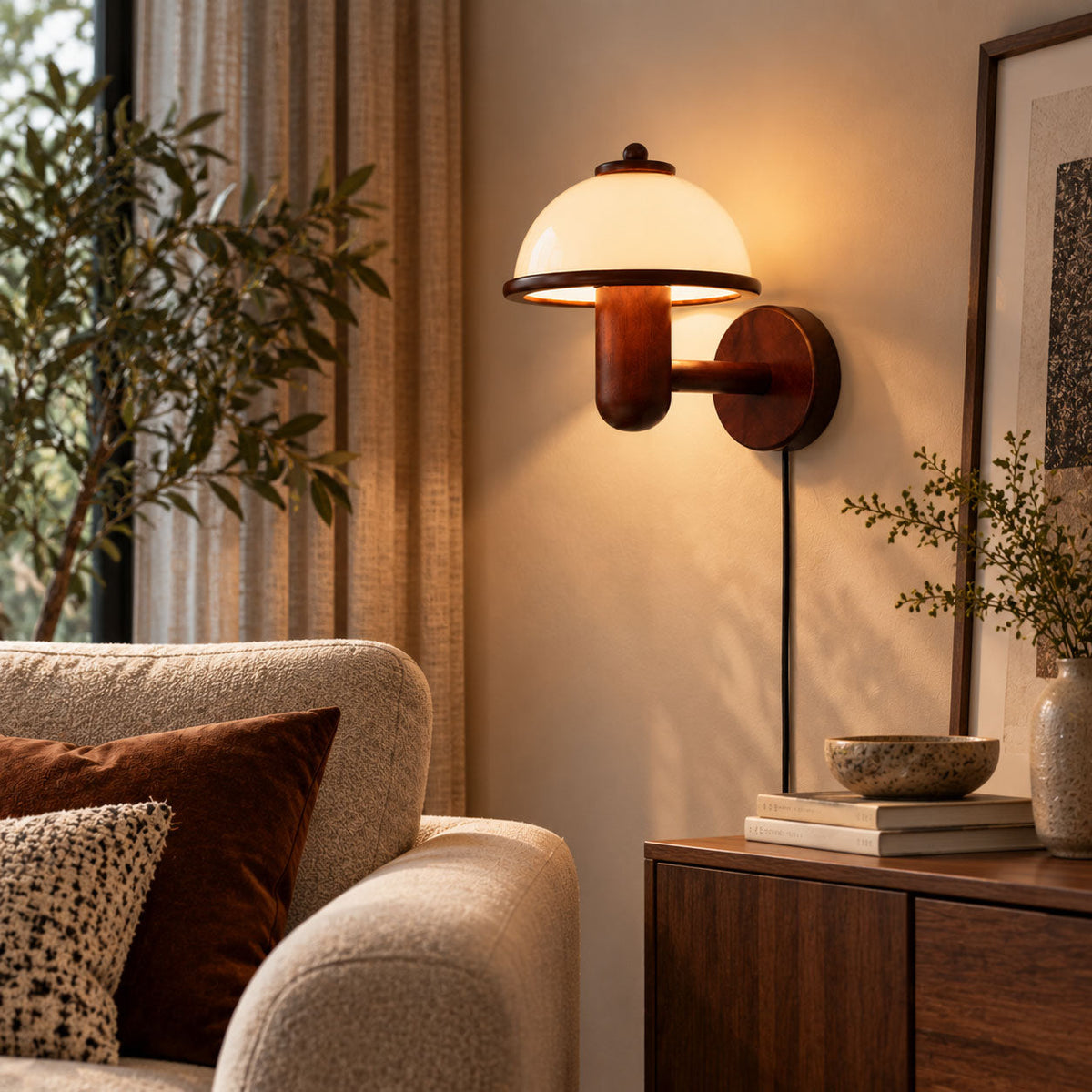 Mushroom Wood Wall Lamp