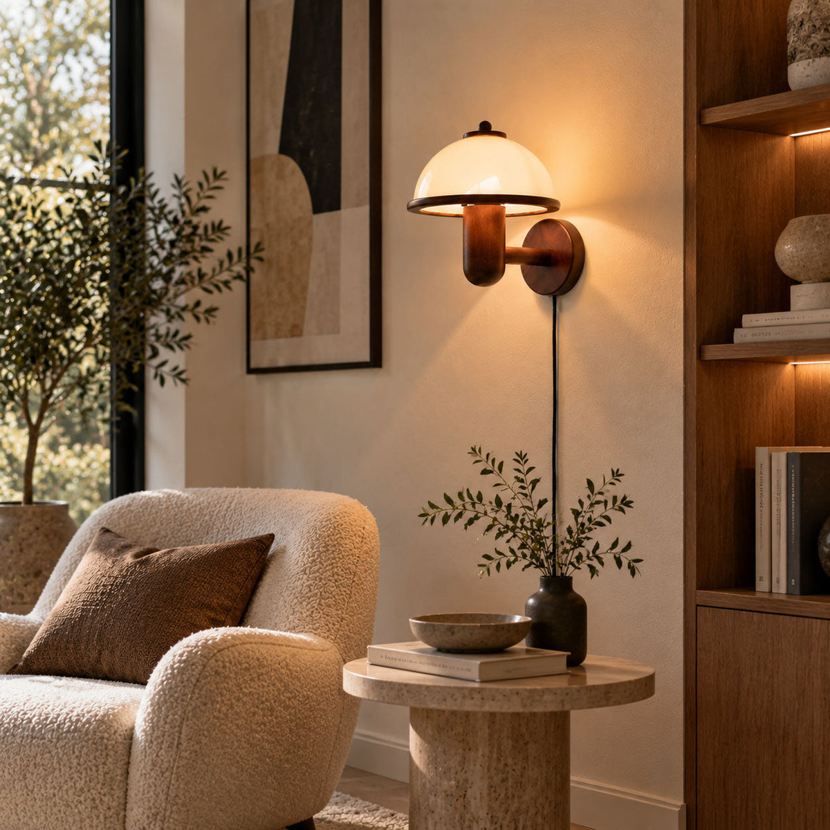 Mushroom Wood Wall Lamp