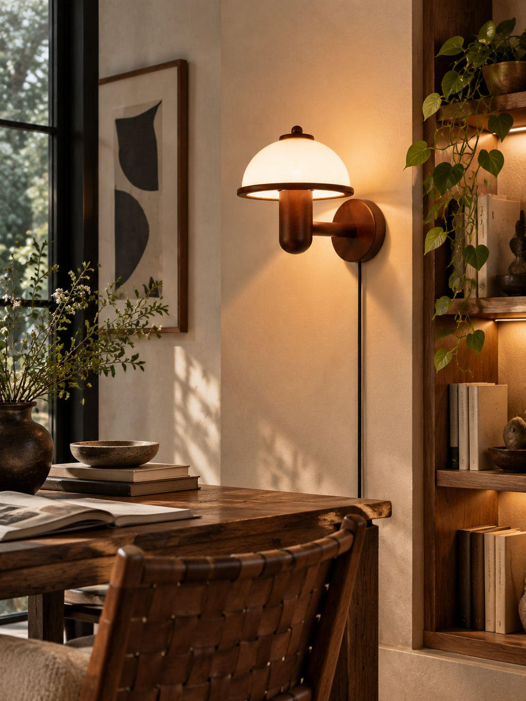 Mushroom Wood Wall Lamp