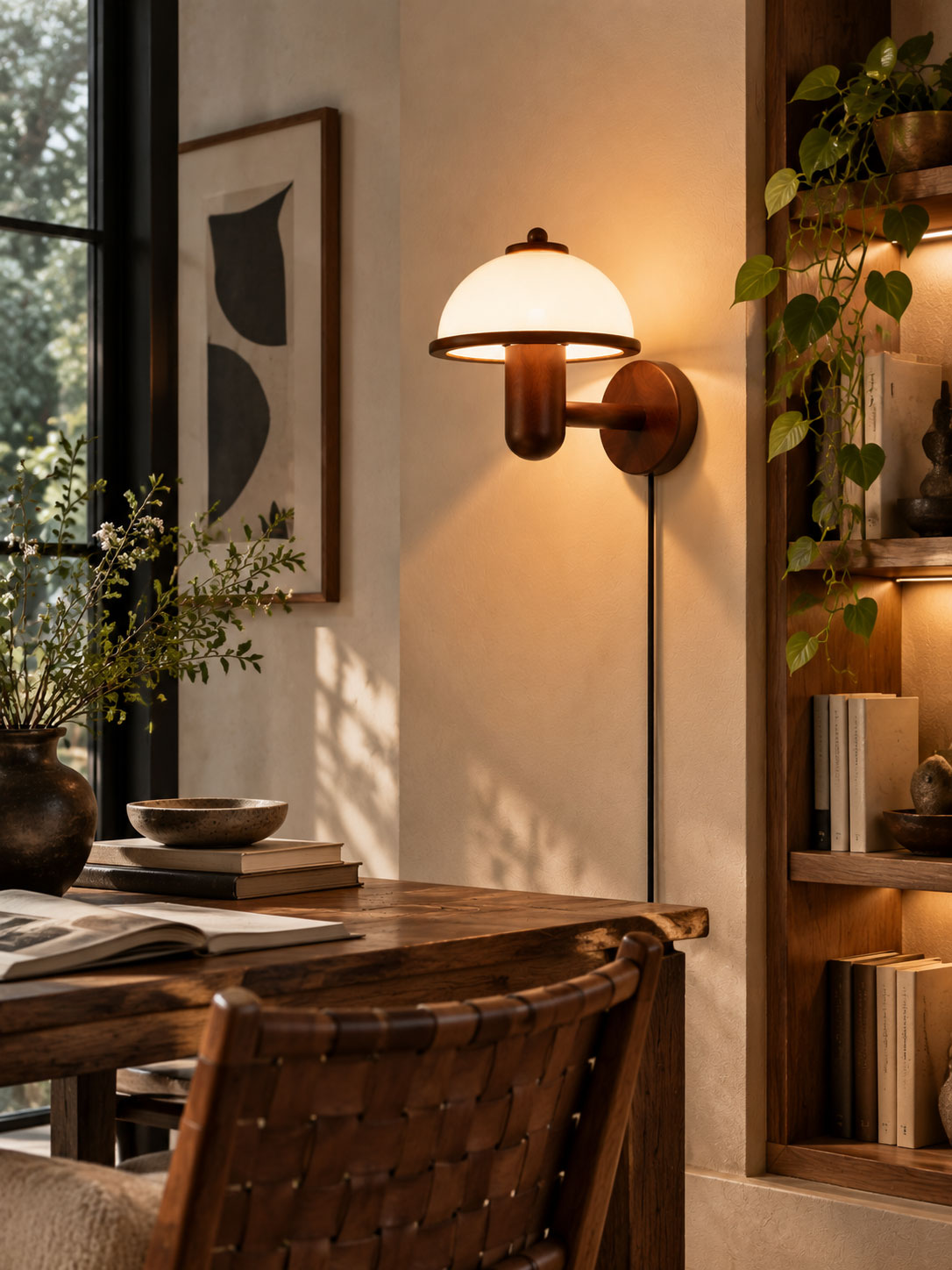 Mushroom Wood Wall Lamp