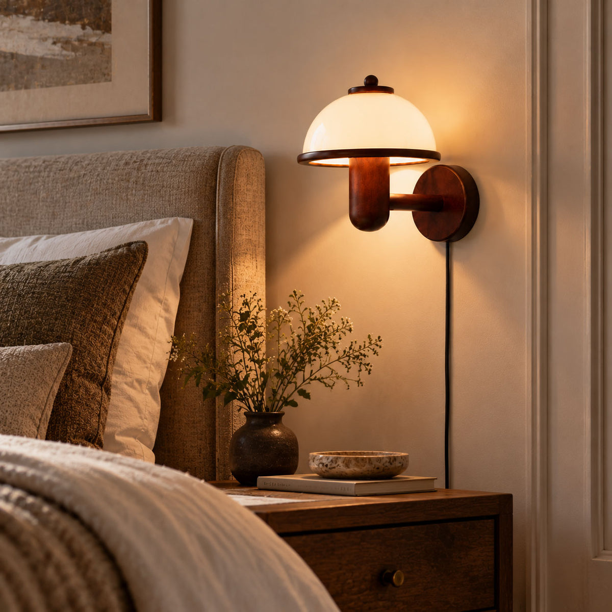 Mushroom Wood Wall Lamp