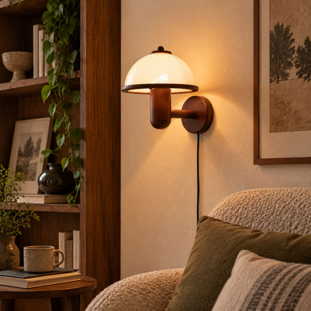 Mushroom Wood Wall Lamp