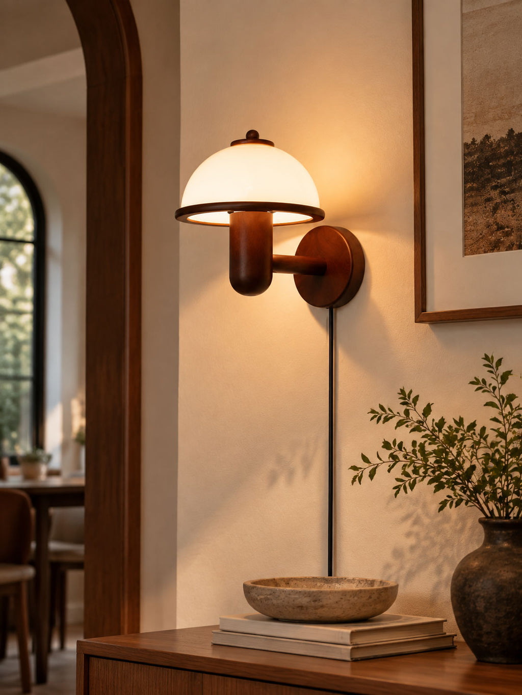 Mushroom Wood Wall Lamp