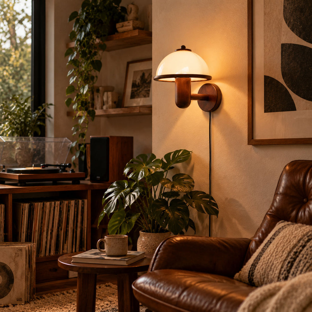 Mushroom Wood Wall Lamp