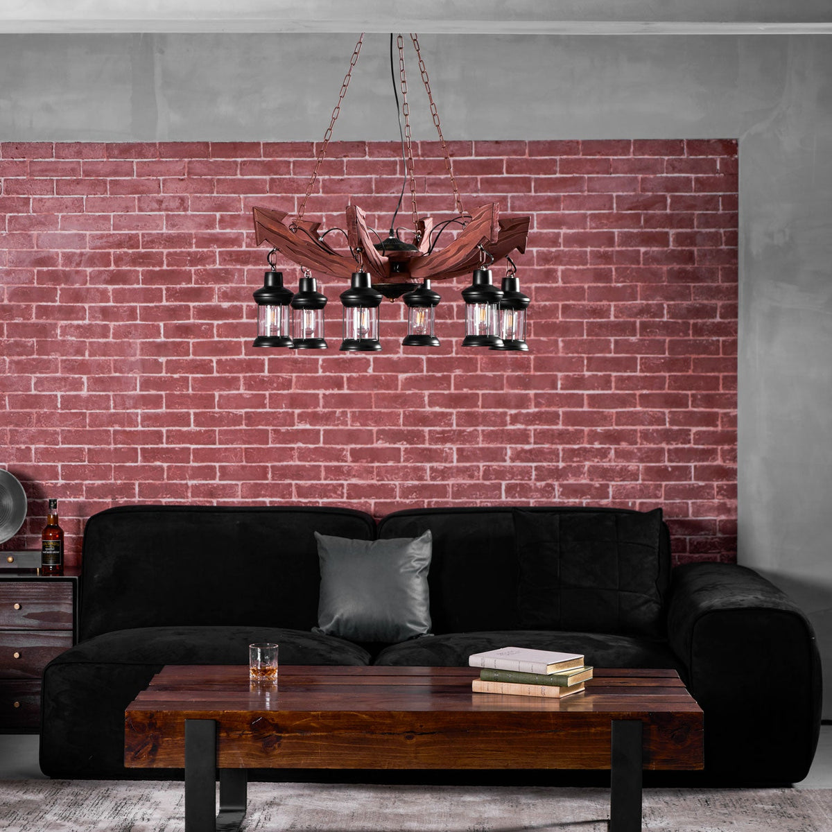 Nautical Industrial Style Wooden Chandelier
