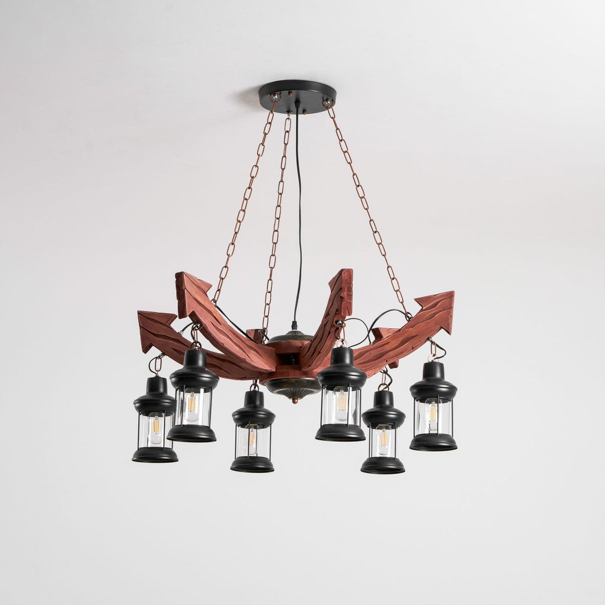 Nautical Industrial Style Wooden Chandelier