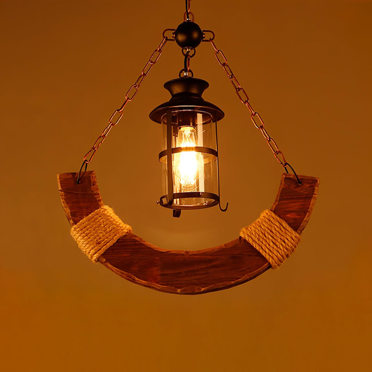 Nautical Industrial Style Wooden Chandelier