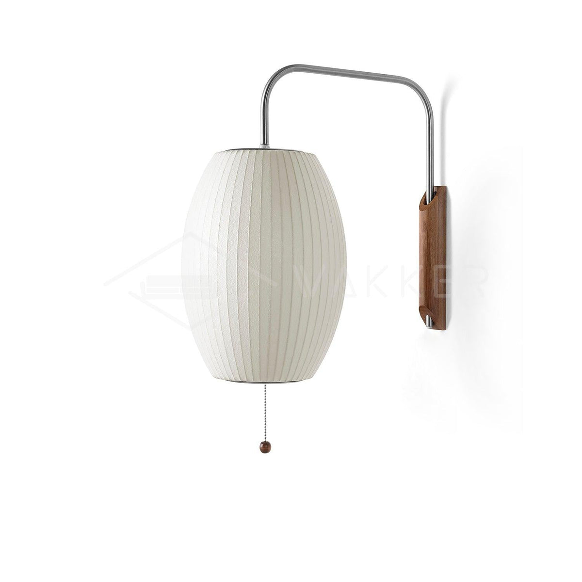 Nelson Bubble Wall Lamp ∅ 11″ x H 15.7″ / White & Walnut wood 1001 Wall lamp