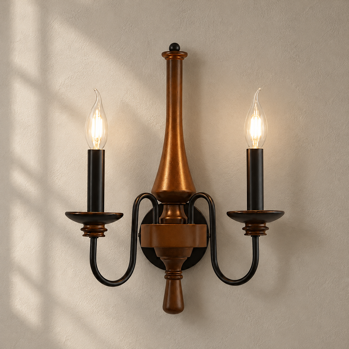 Newel Turned Wood Candle Sconce
