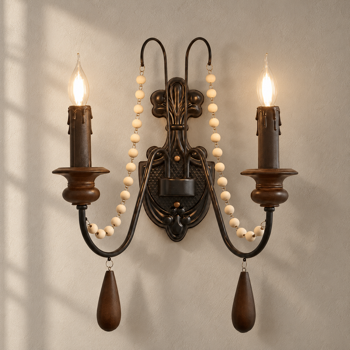 Newel Turned Wood Candle Sconce