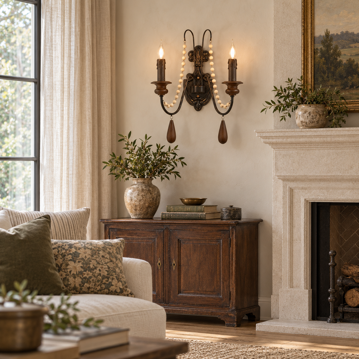 Newel Turned Wood Candle Sconce