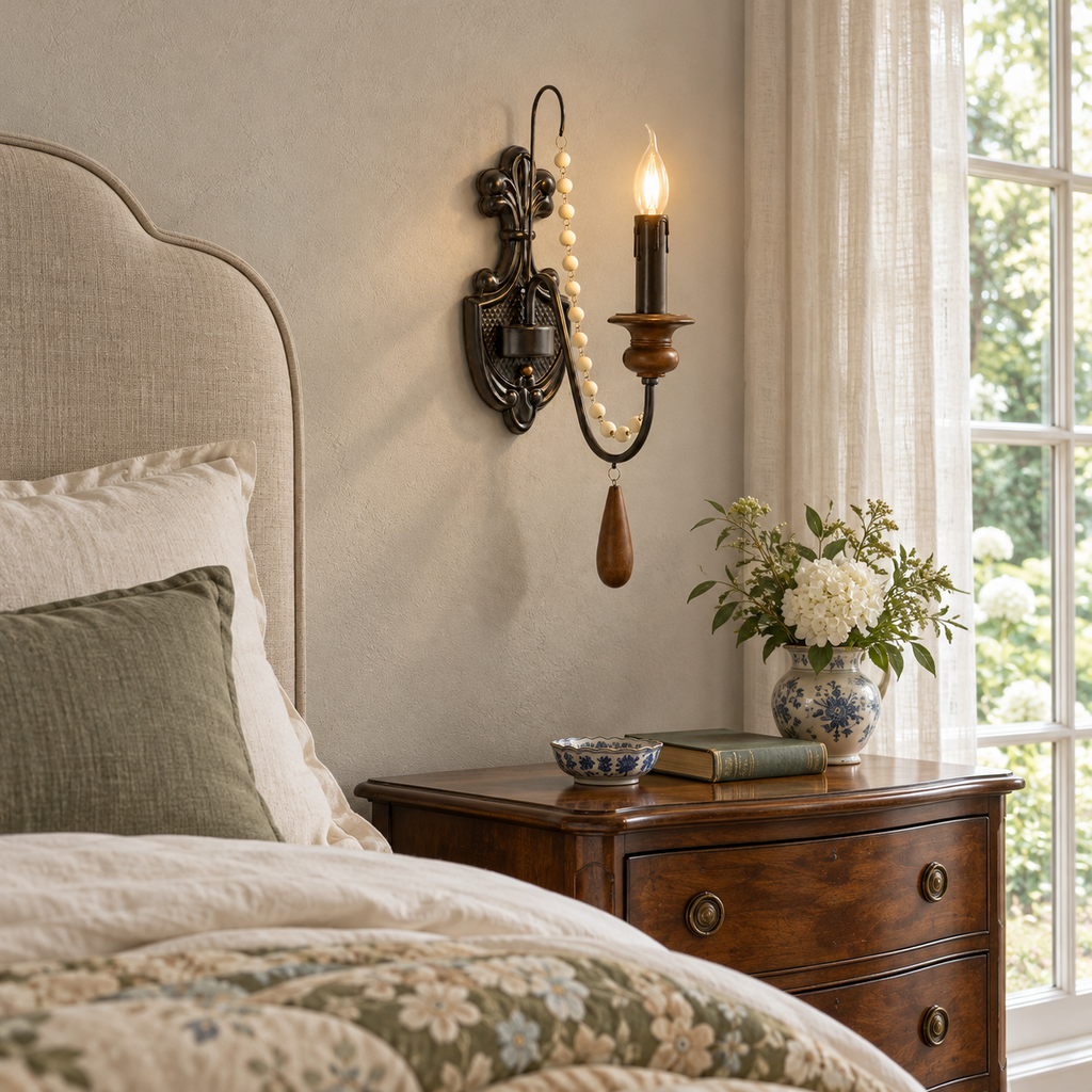 Newel Turned Wood Candle Sconce