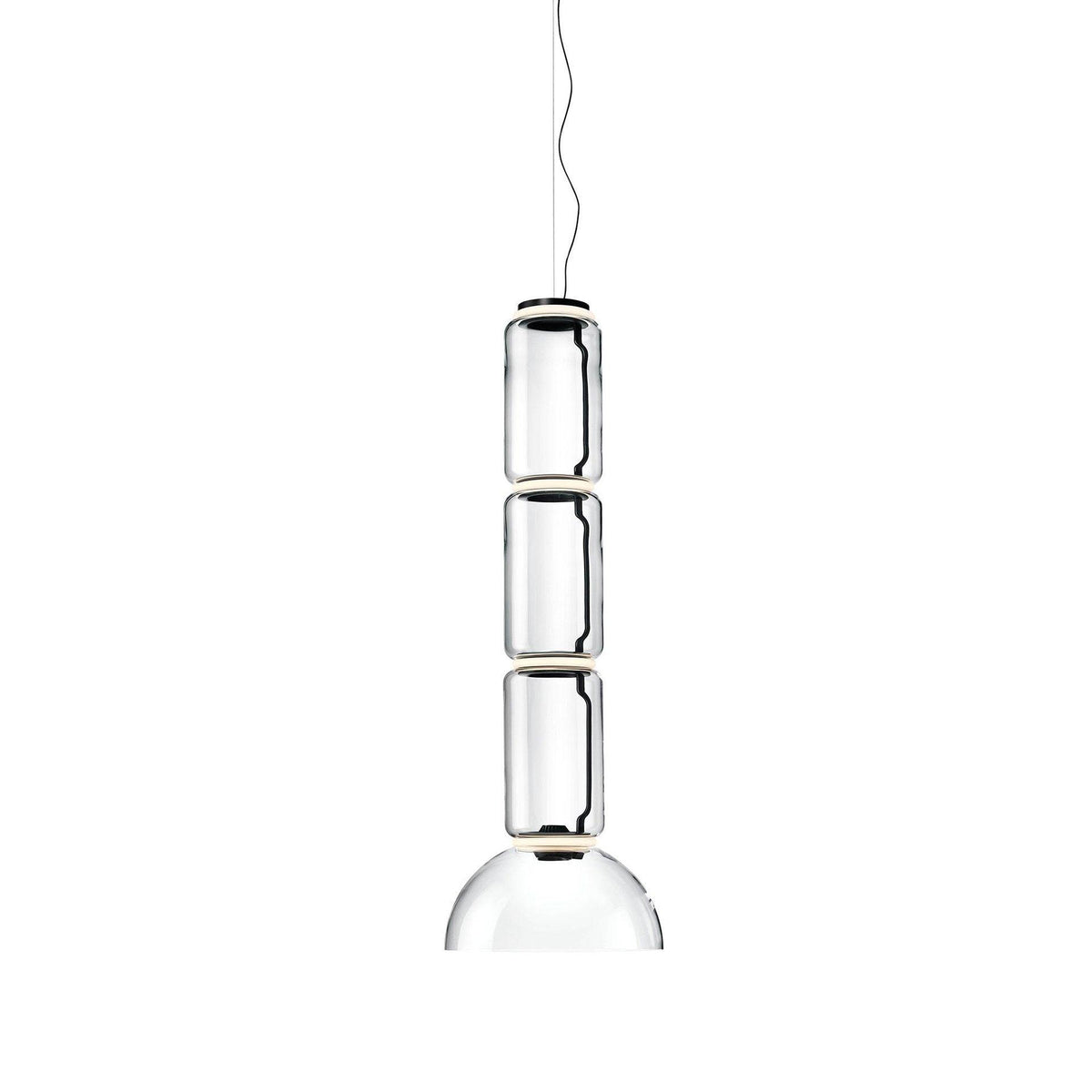 Cylindrical Glass Pendant Light ∅ 15.8″ x H 46.1″ / Dia 40cm x H 117cm / Warm Light Pendant light