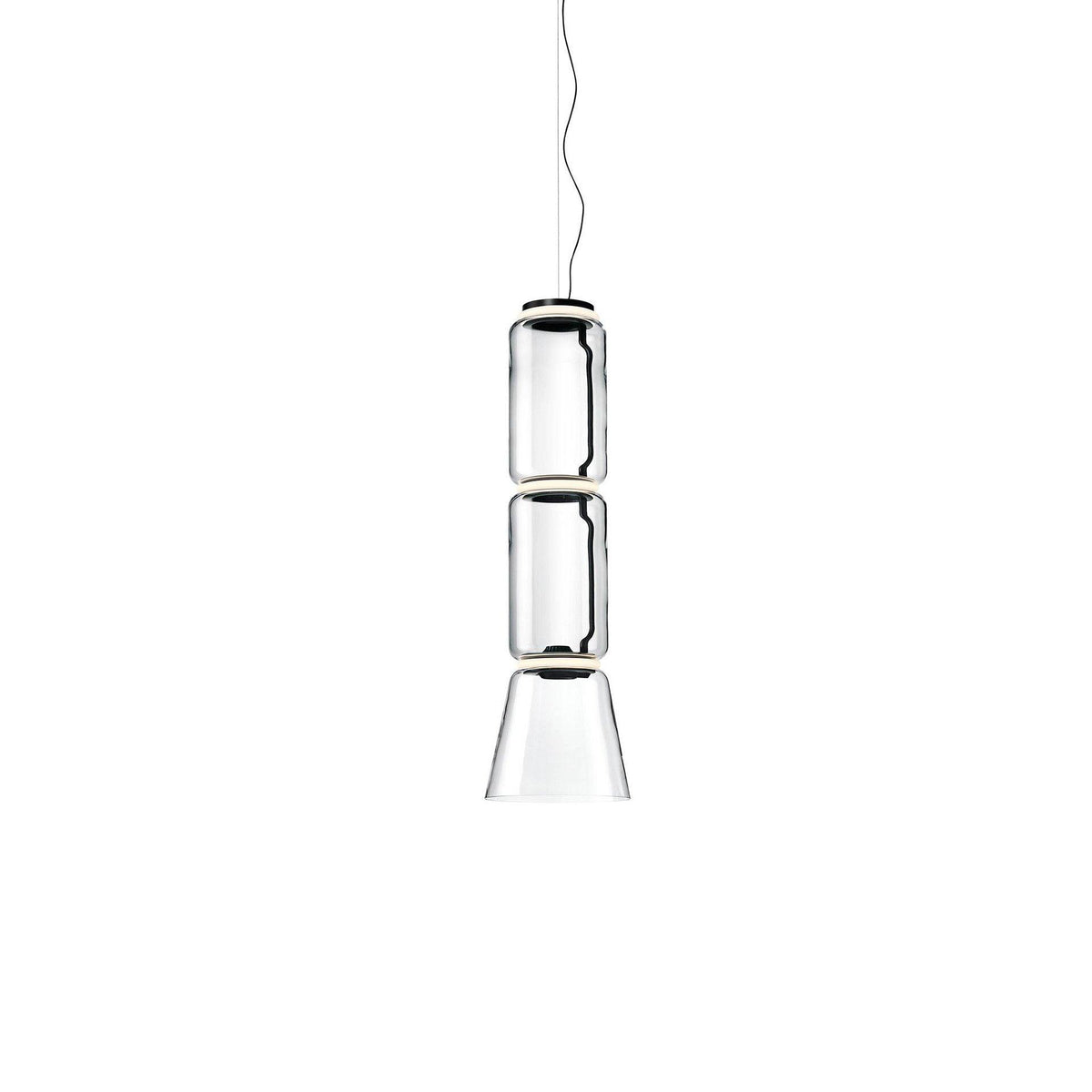 Cylindrical Glass Pendant Light ∅ 11″ x H 35.4″ / Dia 26cm x H 89cm / Warm Light Pendant light