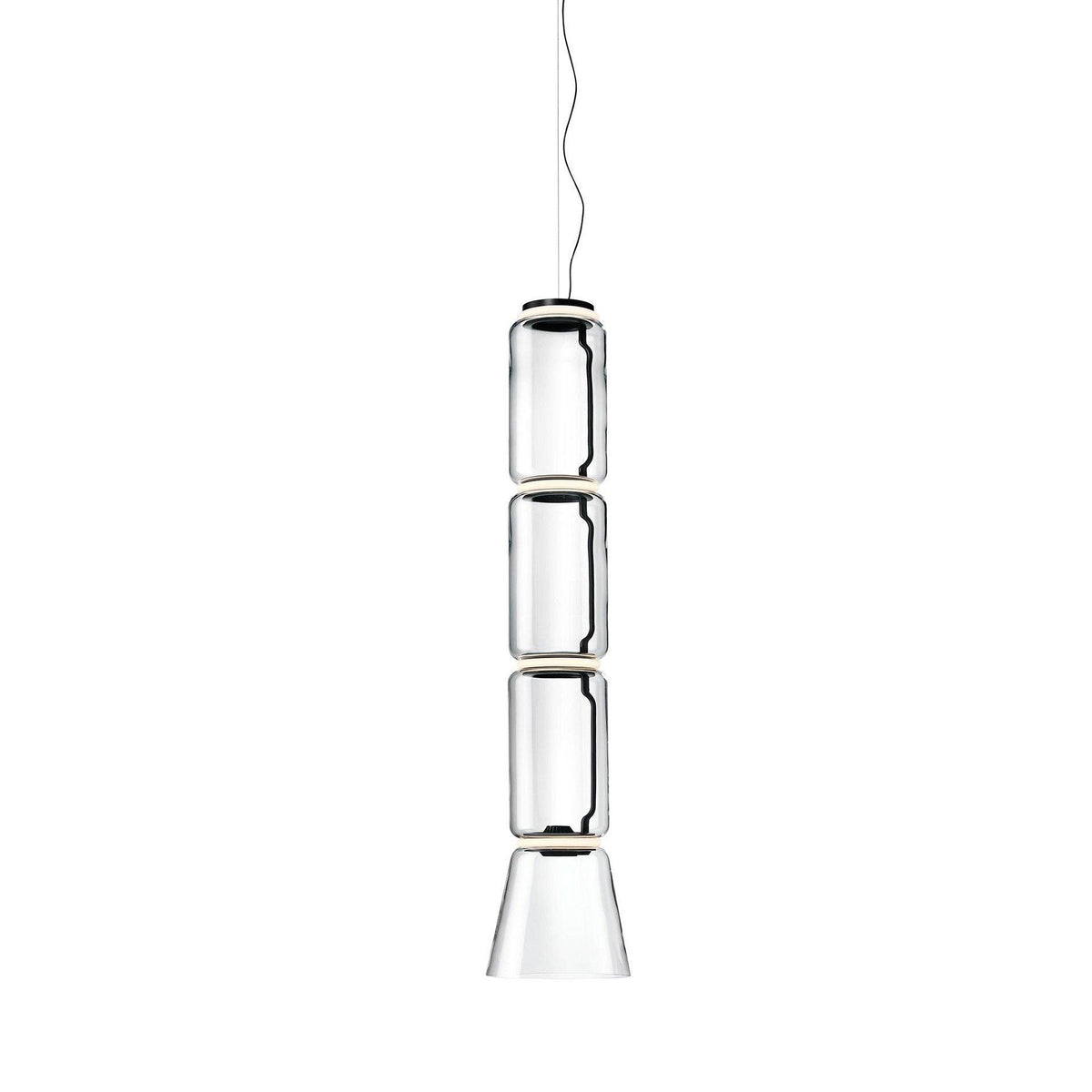 Cylindrical Glass Pendant Light ∅ 11″ x H 48.8″ / Dia 26cm x H 121cm / Warm Light Pendant light