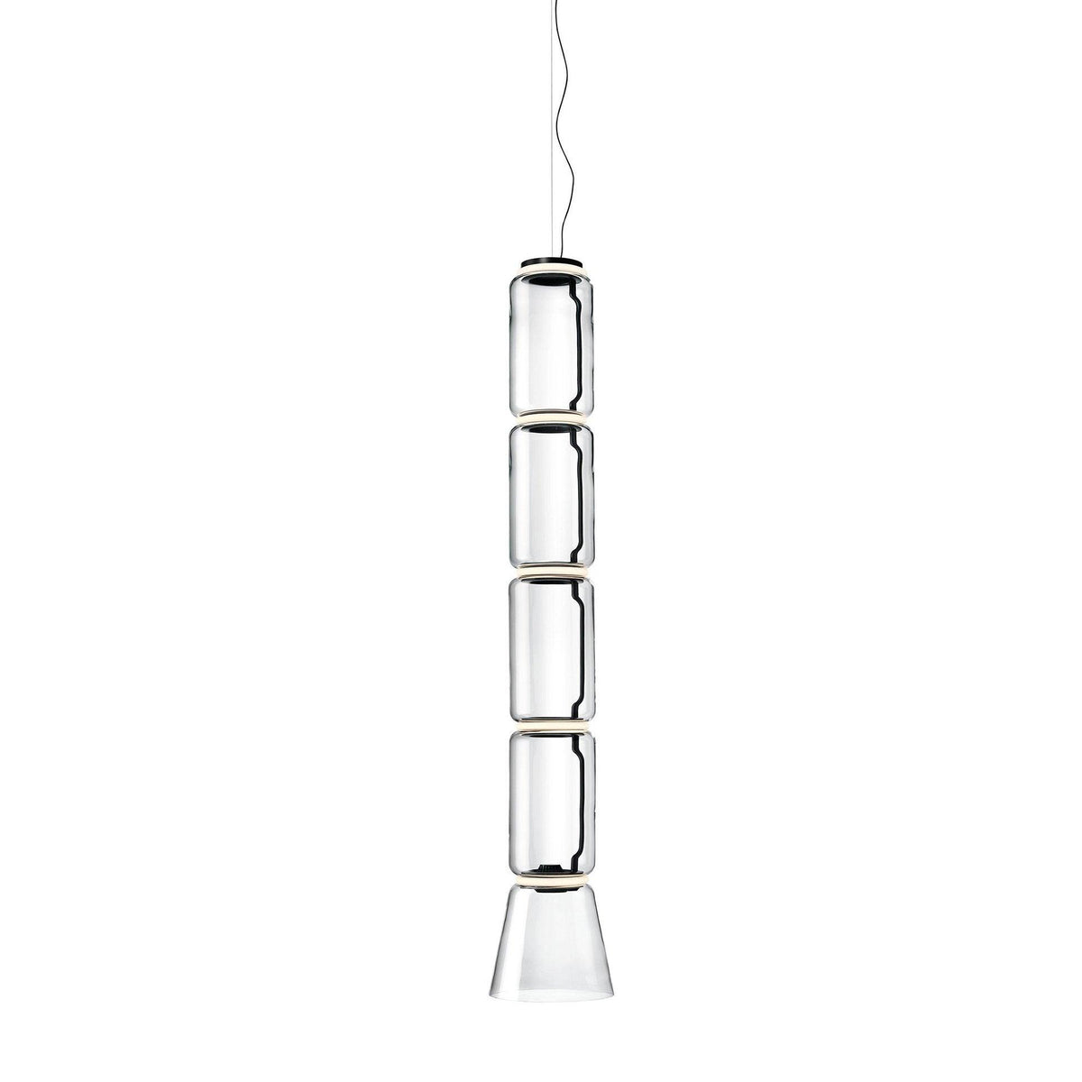 Cylindrical Glass Pendant Light ∅ 11″ x H 61.8″ / Dia 26cm x H 153cm / Warm Light Pendant light