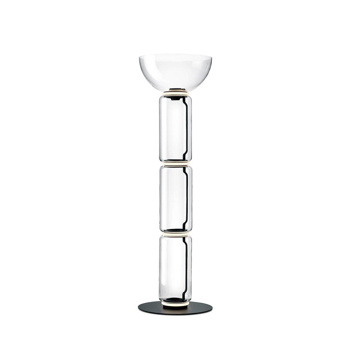 Bamboo Glass Floor Lamp ∅ 15.7″ x H 46.9″ / Dia 40cm x H 119cm / Clear + Black / US Plug Floor lamp