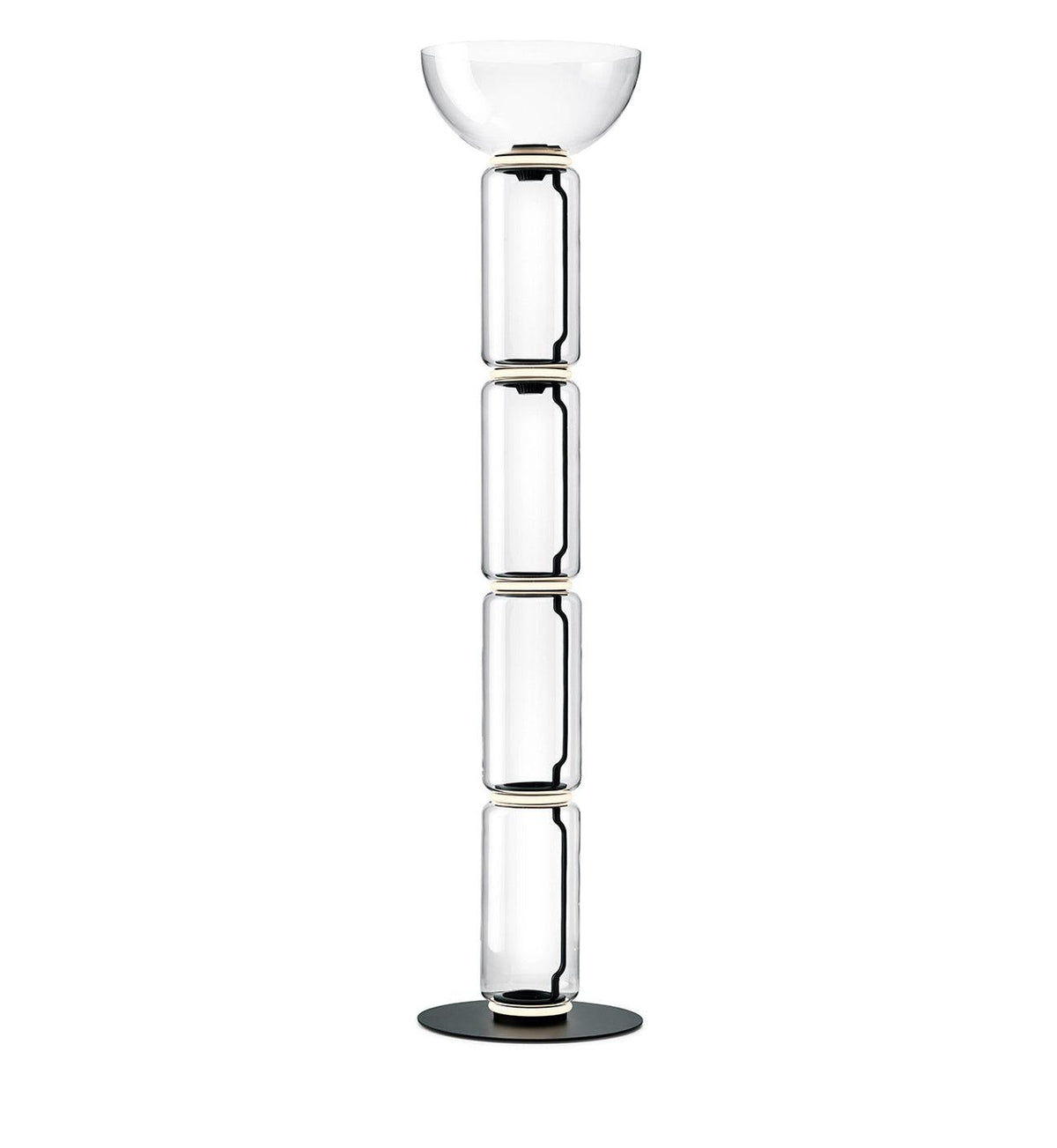 Bamboo Glass Floor Lamp ∅ 15.7″ x H 60.2″ / Dia 40cm x H 153cm / Clear + Black / US Plug Floor lamp