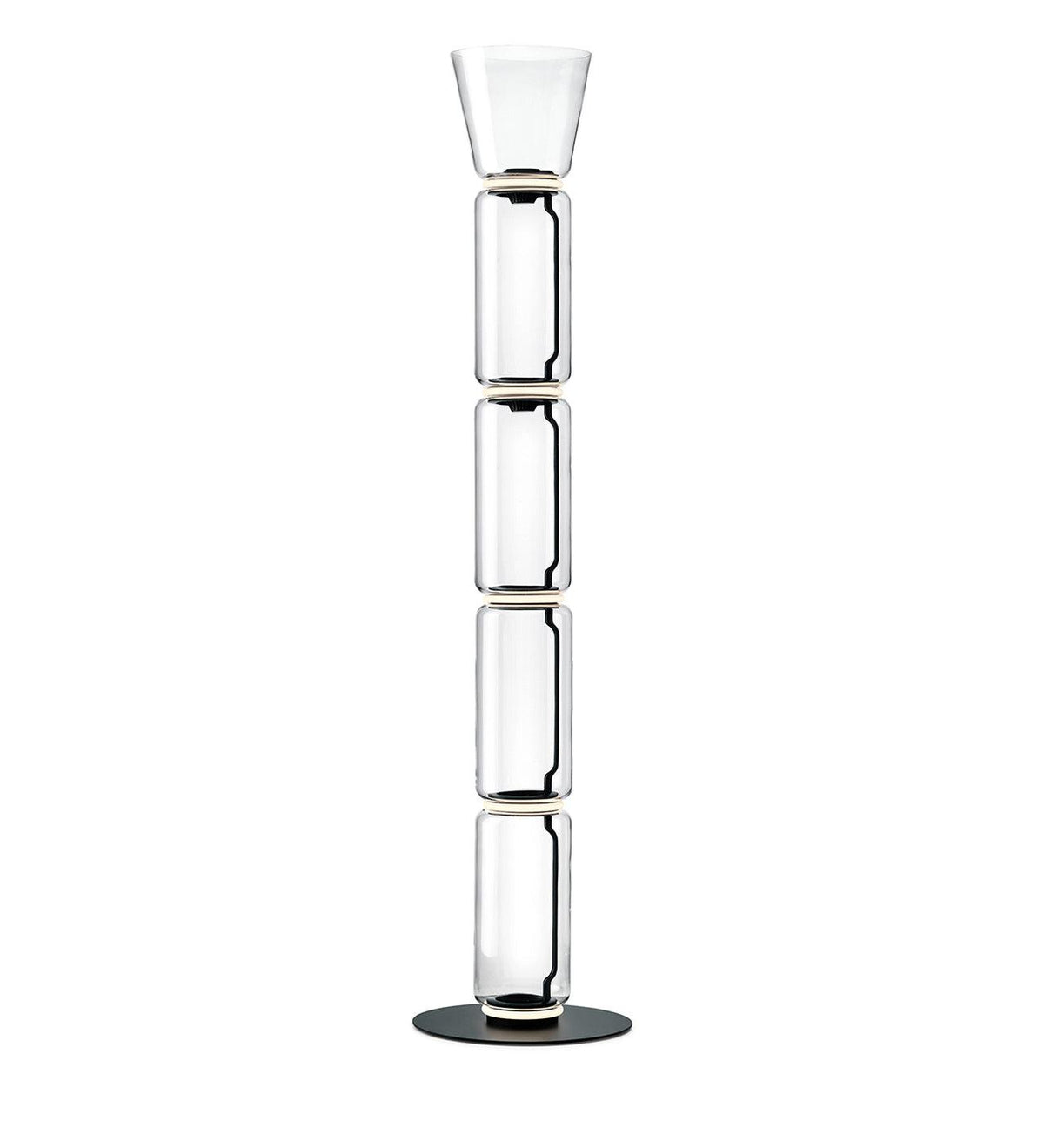 Bamboo Glass Floor Lamp ∅ 13.8″″ x H 60.2″ / Dia 35cm x H 153cm / Clear + Black / US Plug Floor lamp