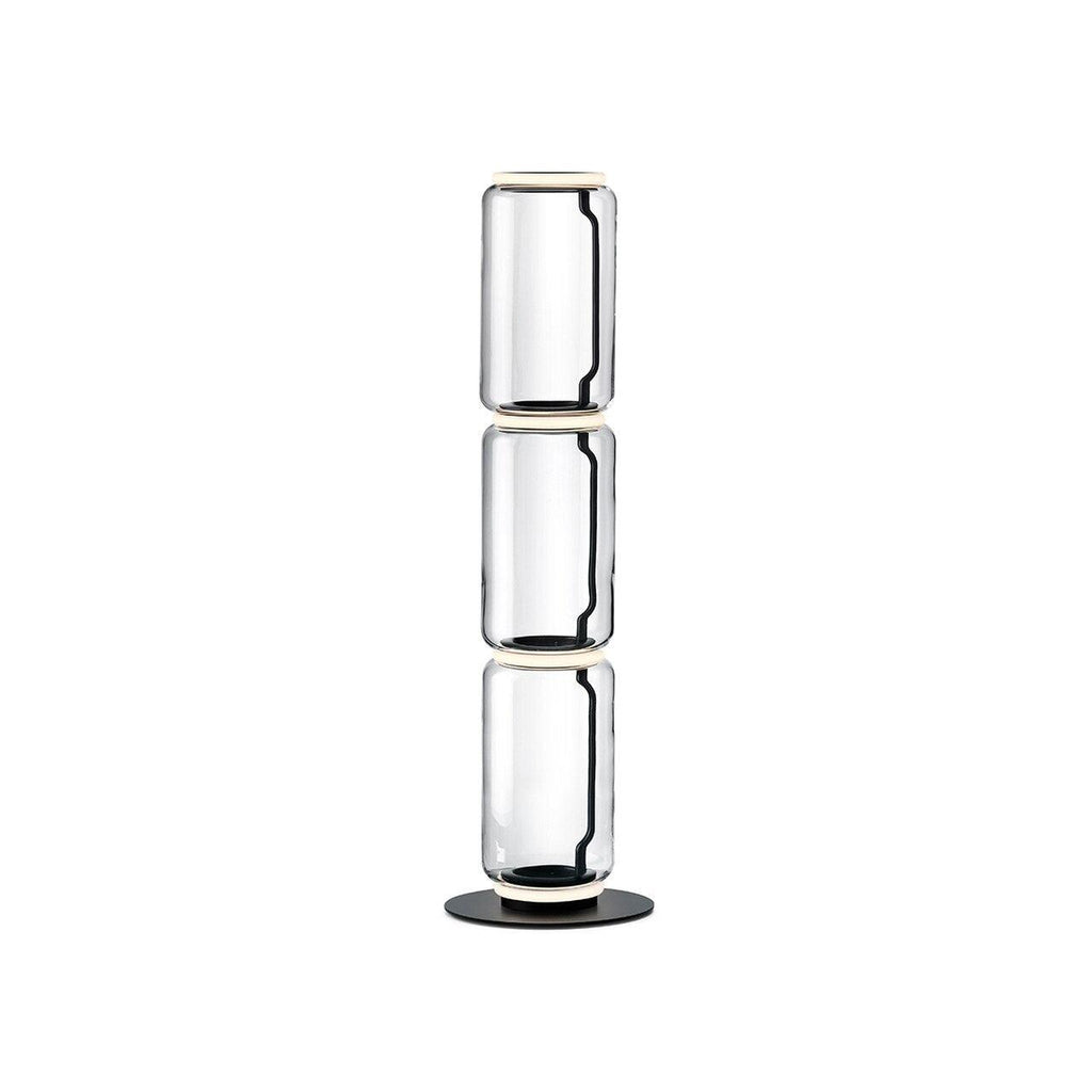 Bamboo Glass Floor Lamp ∅ 13.8″ x H 38.2″ / Dia 35cm x H 97cm / Clear + Black / US Plug Floor lamp