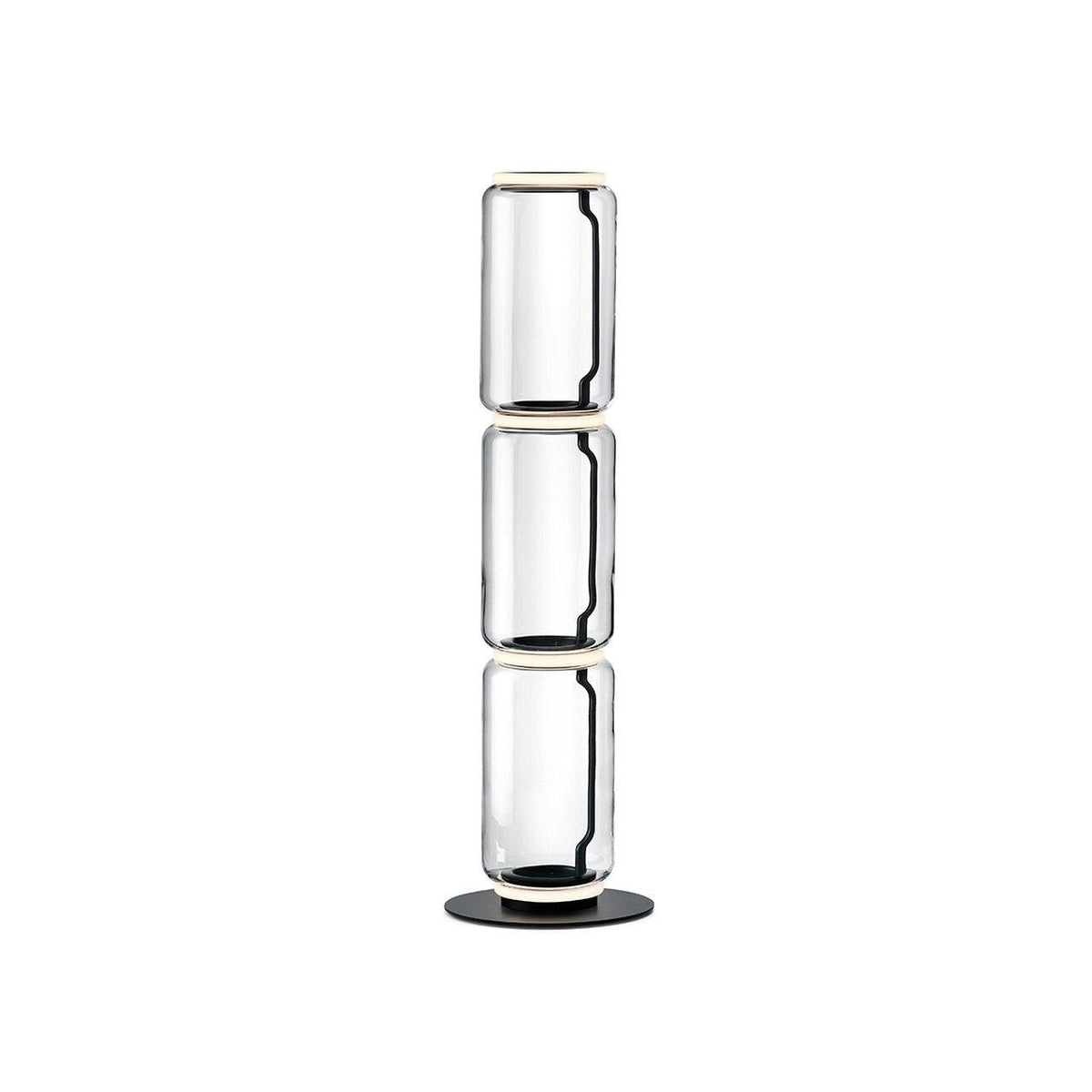 Bamboo Glass Floor Lamp ∅ 13.8″ x H 38.2″ / Dia 35cm x H 97cm / Clear + Black / US Plug Floor lamp
