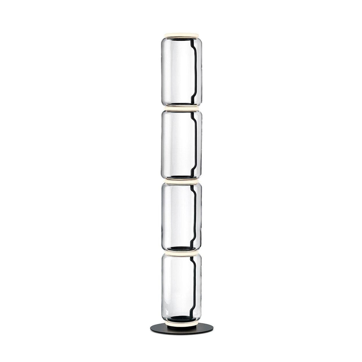 Bamboo Glass Floor Lamp ∅ 13.8″ x H 50.7″ / Dia 35cm x H 129cm / Clear + Black / US Plug Floor lamp
