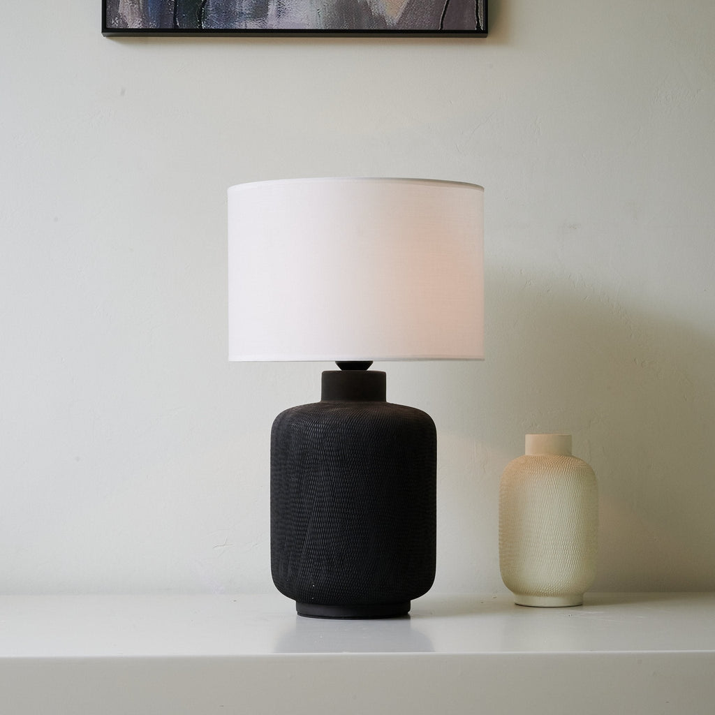 Nocturne Textured Black Table Lamp