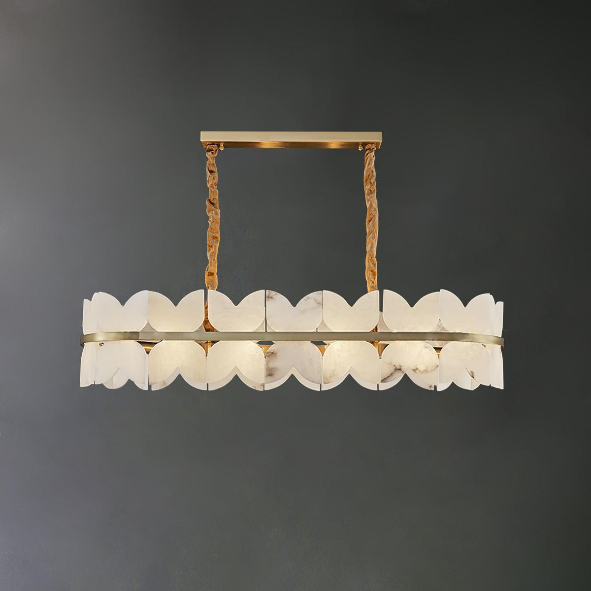 Alabaster Cloudscape Chandelier 1 layer Long L 39.4″ x W 13.8″ x H 8.7″ / L 100cm x W 35cm x H 22cm Chandelier