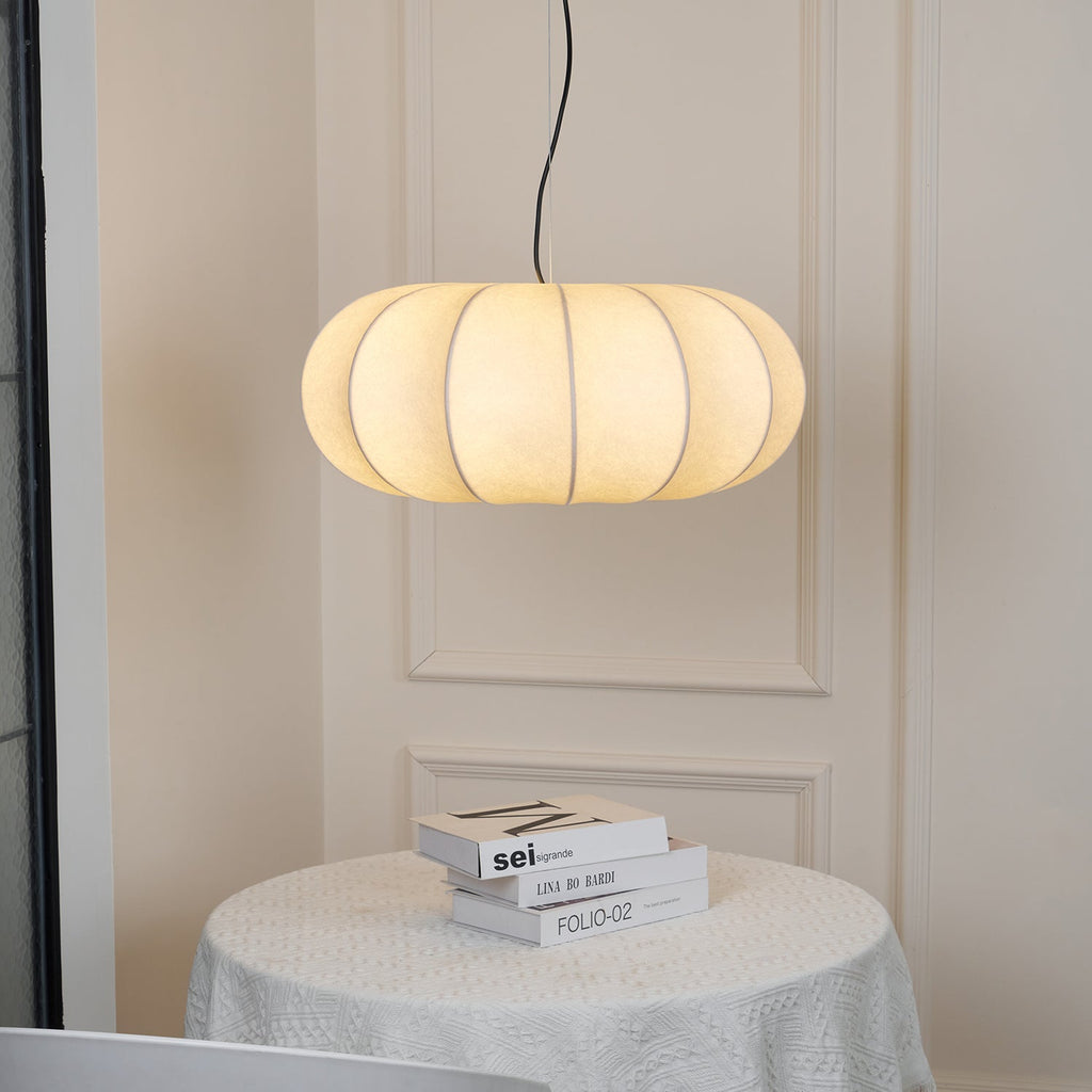 Oblate Silk Pendant Lamp