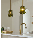 Olive Petal Glass Pendant Lamp