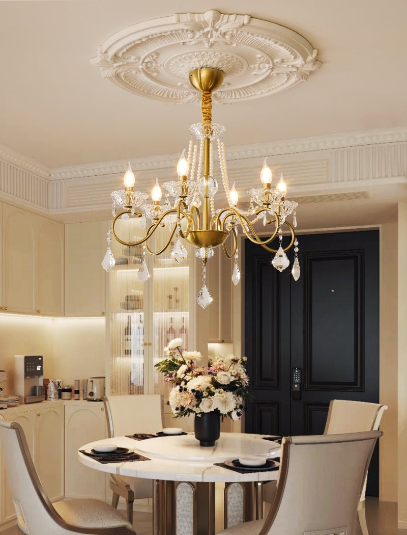 Opulent Pearl Crystal Chandelier