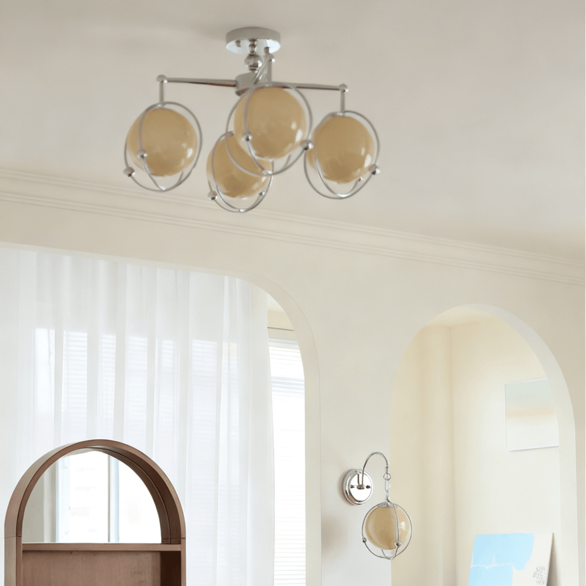 Orb Cage Semi Wall Lamp