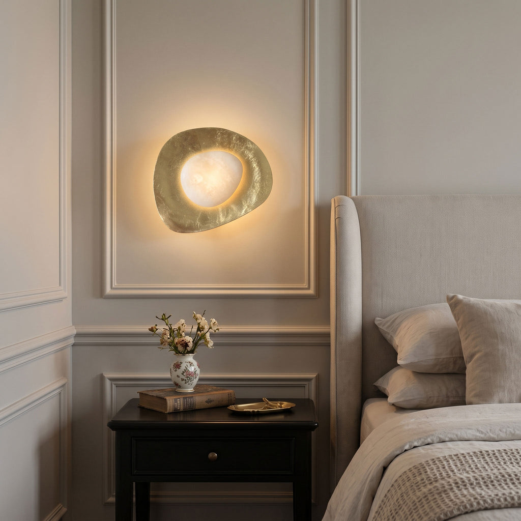 Organic Gilded Pebble Alabaster Sconce