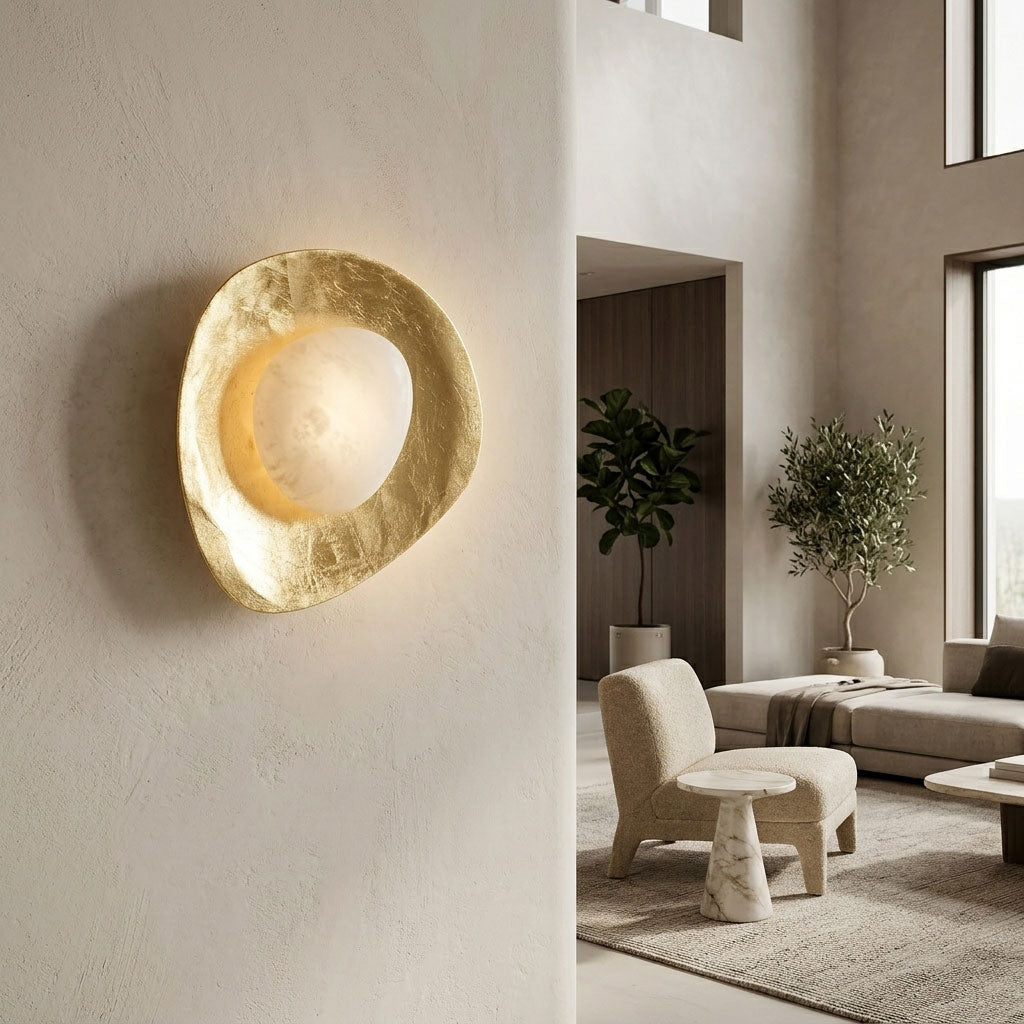 Organic Gilded Pebble Alabaster Sconce