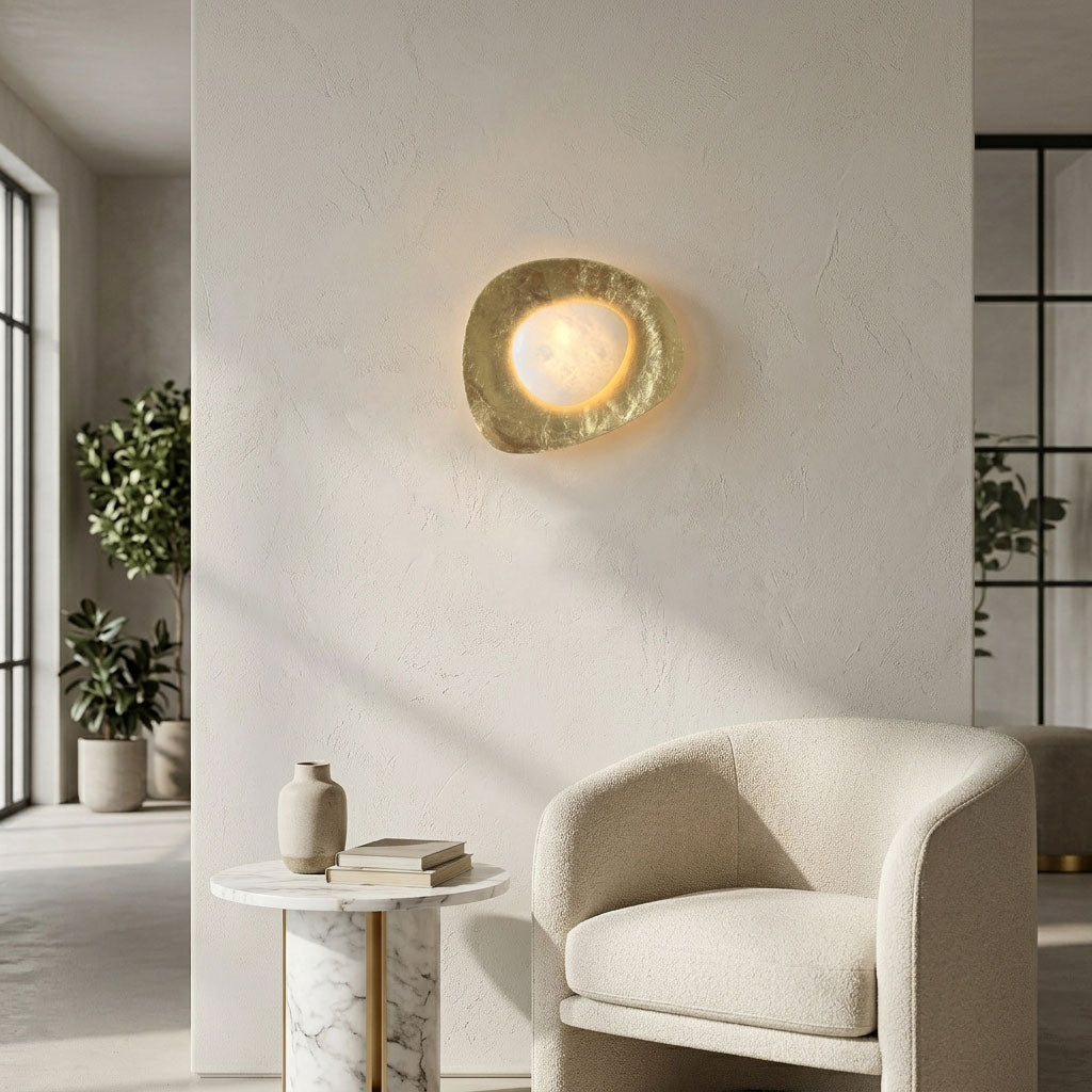 Organic Gilded Pebble Alabaster Sconce