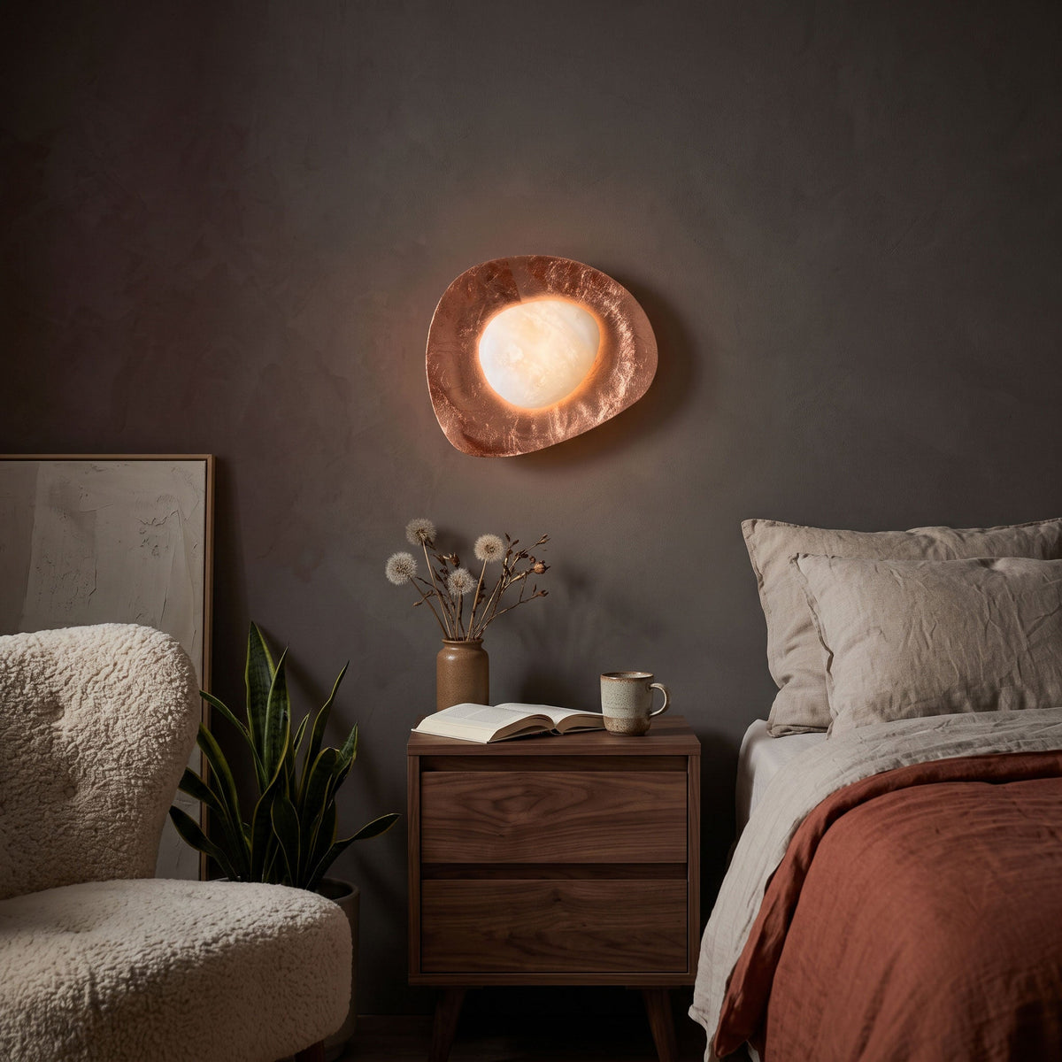 Organic Gilded Pebble Alabaster Sconce