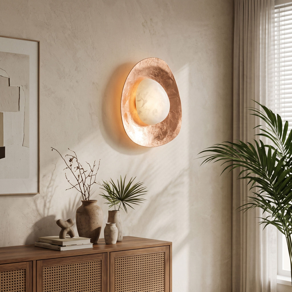 Organic Gilded Pebble Alabaster Sconce