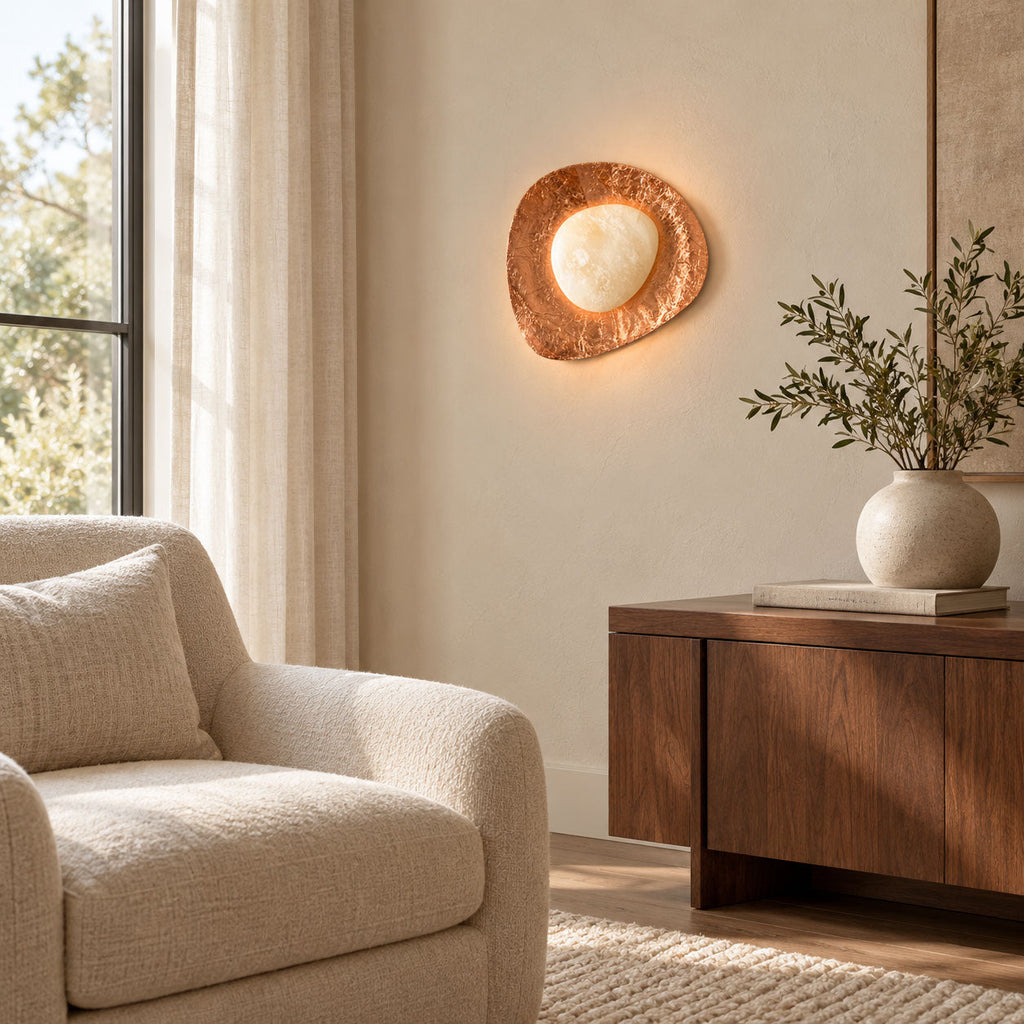 Organic Gilded Pebble Alabaster Sconce