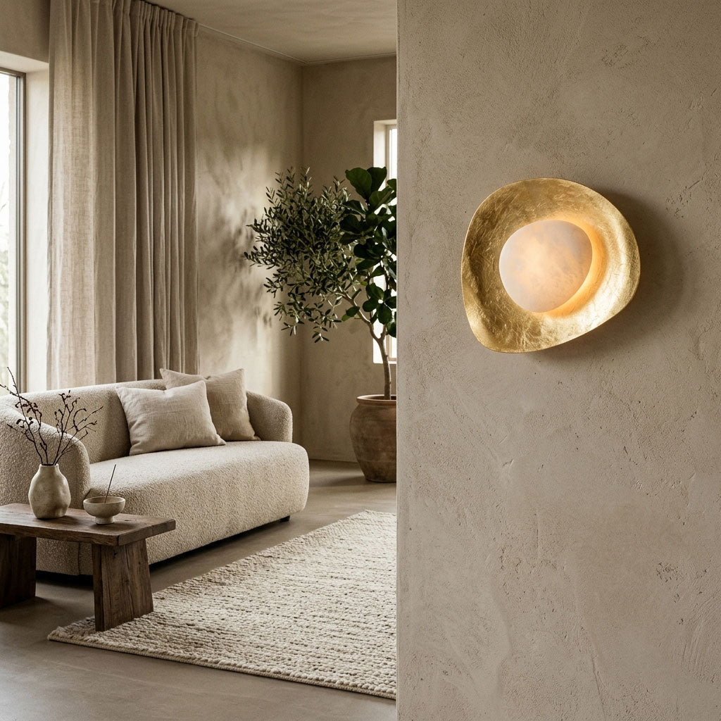 Organic Gilded Pebble Alabaster Sconce