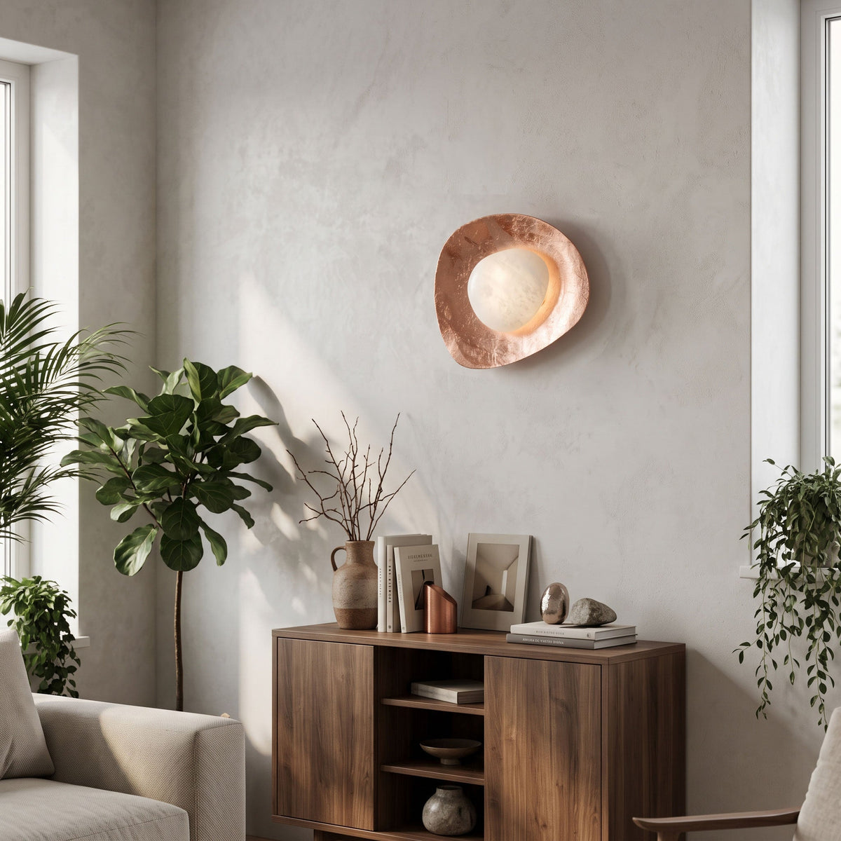Organic Gilded Pebble Alabaster Sconce