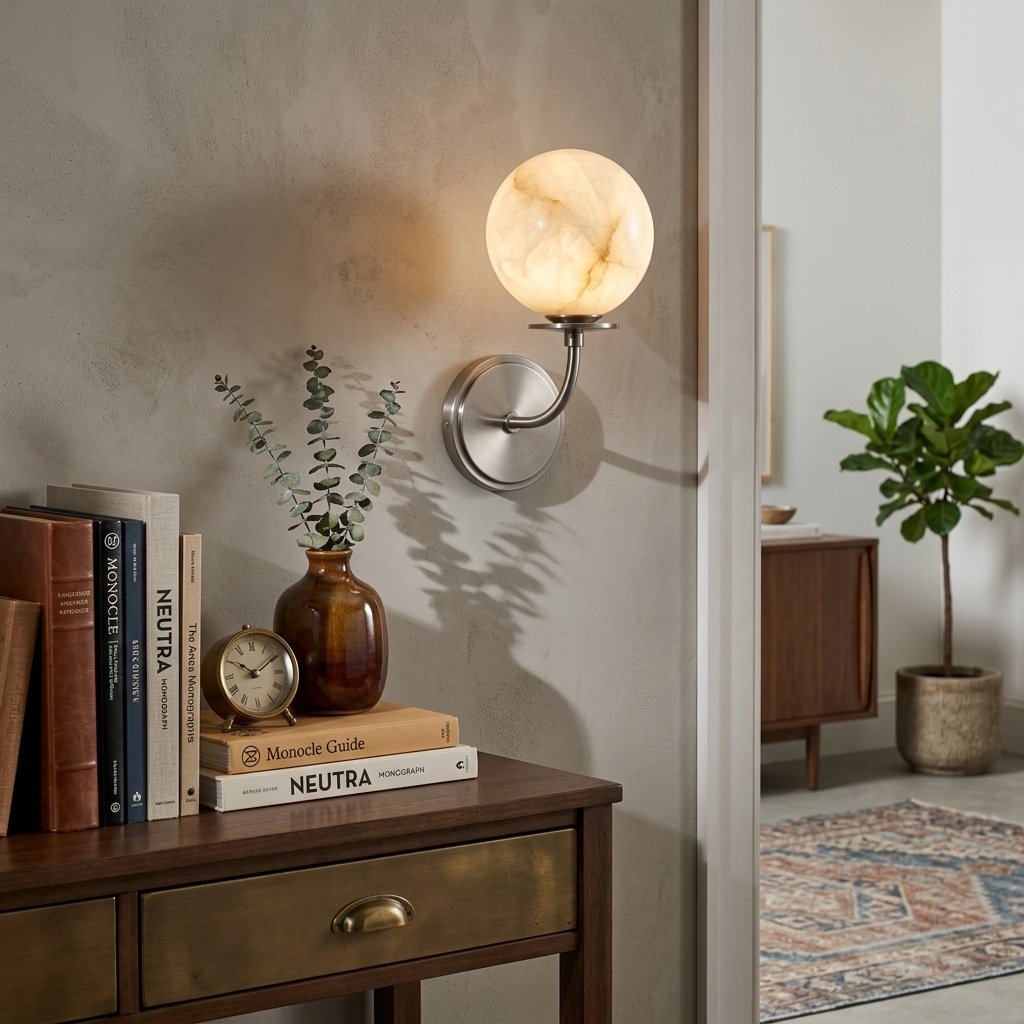 Orsella Single Alabaster Globe Wall Sconce