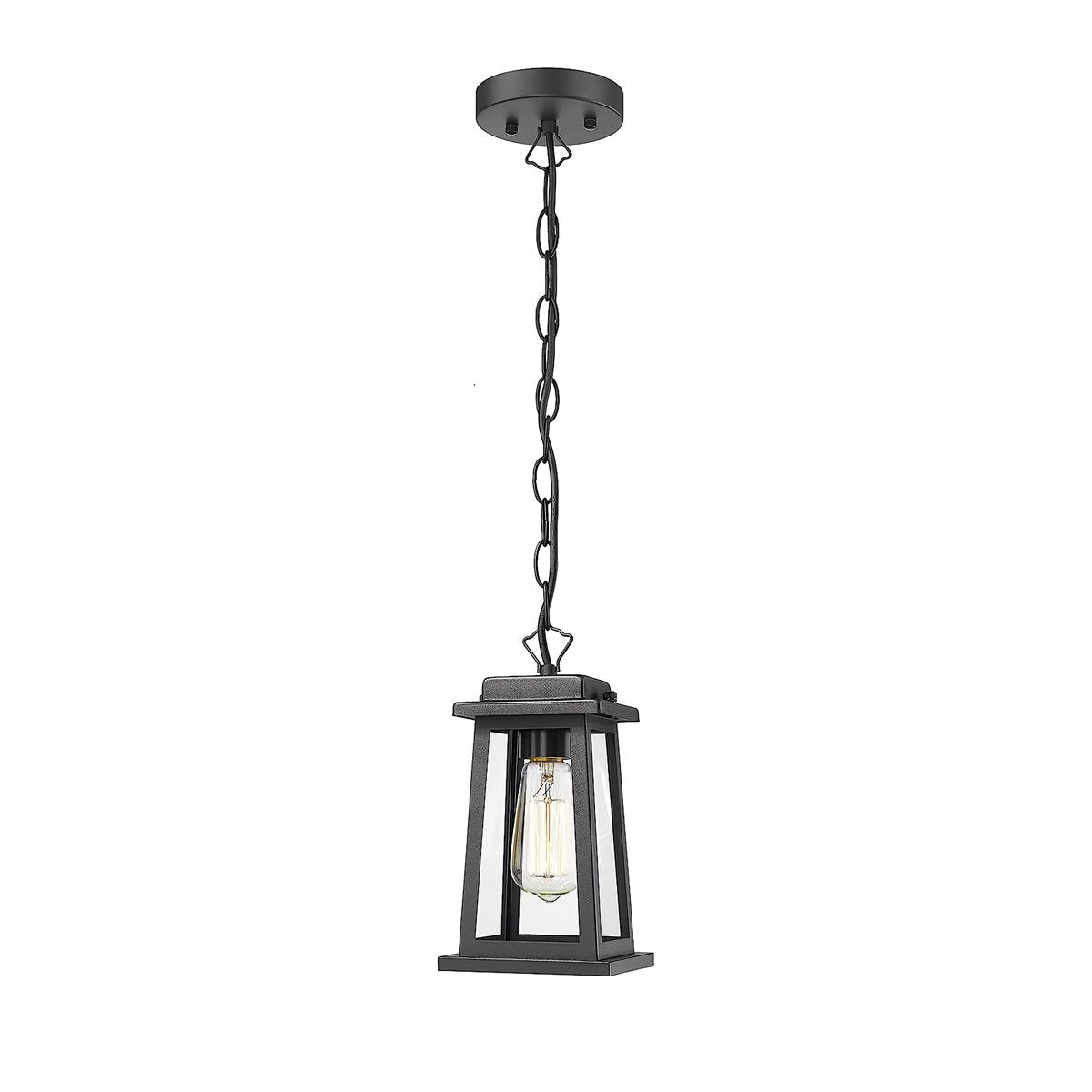 Outdoor Lantern Pendant Lamp ∅ 5.1″ x H 9.1″ / Dia 13cm x H 23cm / Black Pendant light