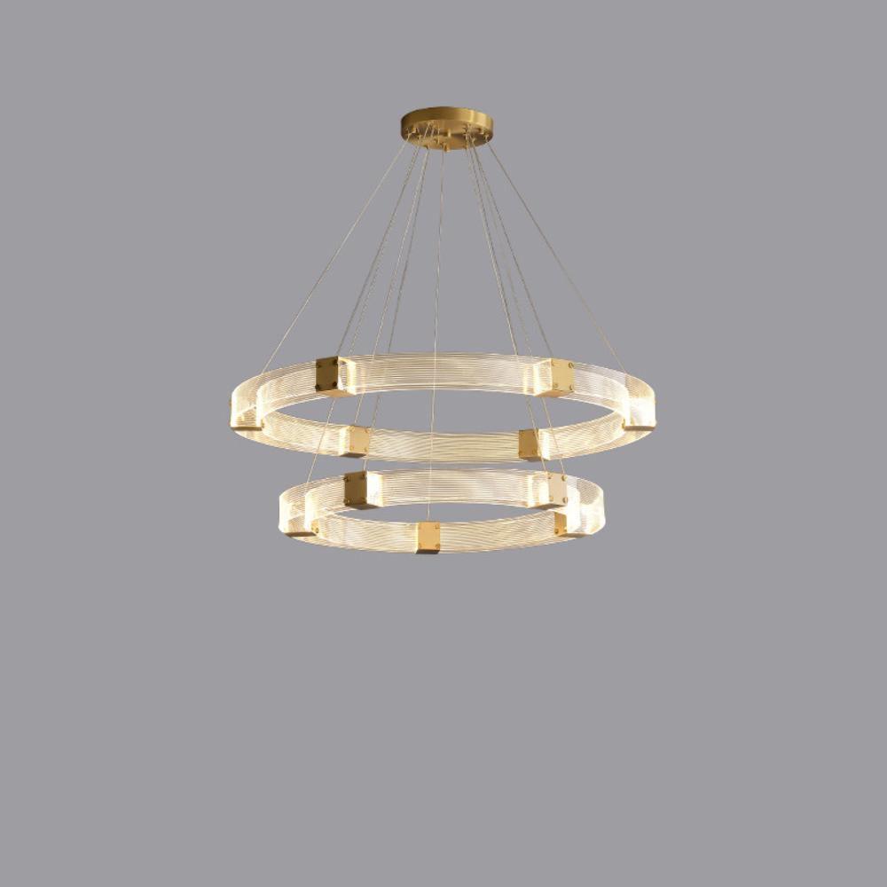 Parallel LED Chandelier Two layers ∅ 31.5″ + ∅ 23.6″ / Dia 80cm + Dia 60cm / Round / Warm white Chandelier