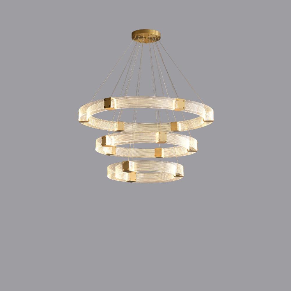 Parallel LED Chandelier Three layers ∅ 31.5″ + ∅ 23.6″ + ∅ 19.7″ / Dia 80cm + Dia 60cm + Dia 50cm / Round / Warm white