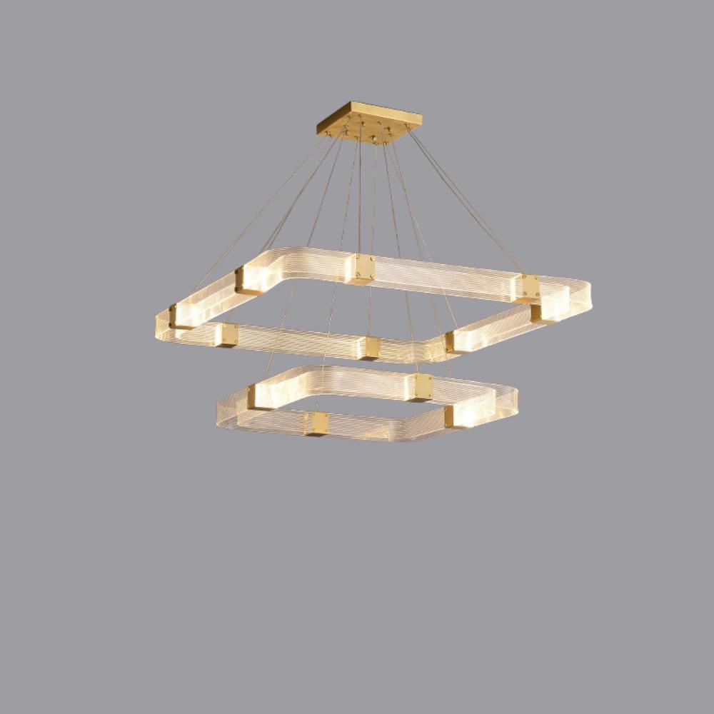 Parallel LED Chandelier Two layers ∅ 31.5″ + ∅ 23.6″ / Dia 80cm + Dia 60cm / Square / Warm white Chandelier